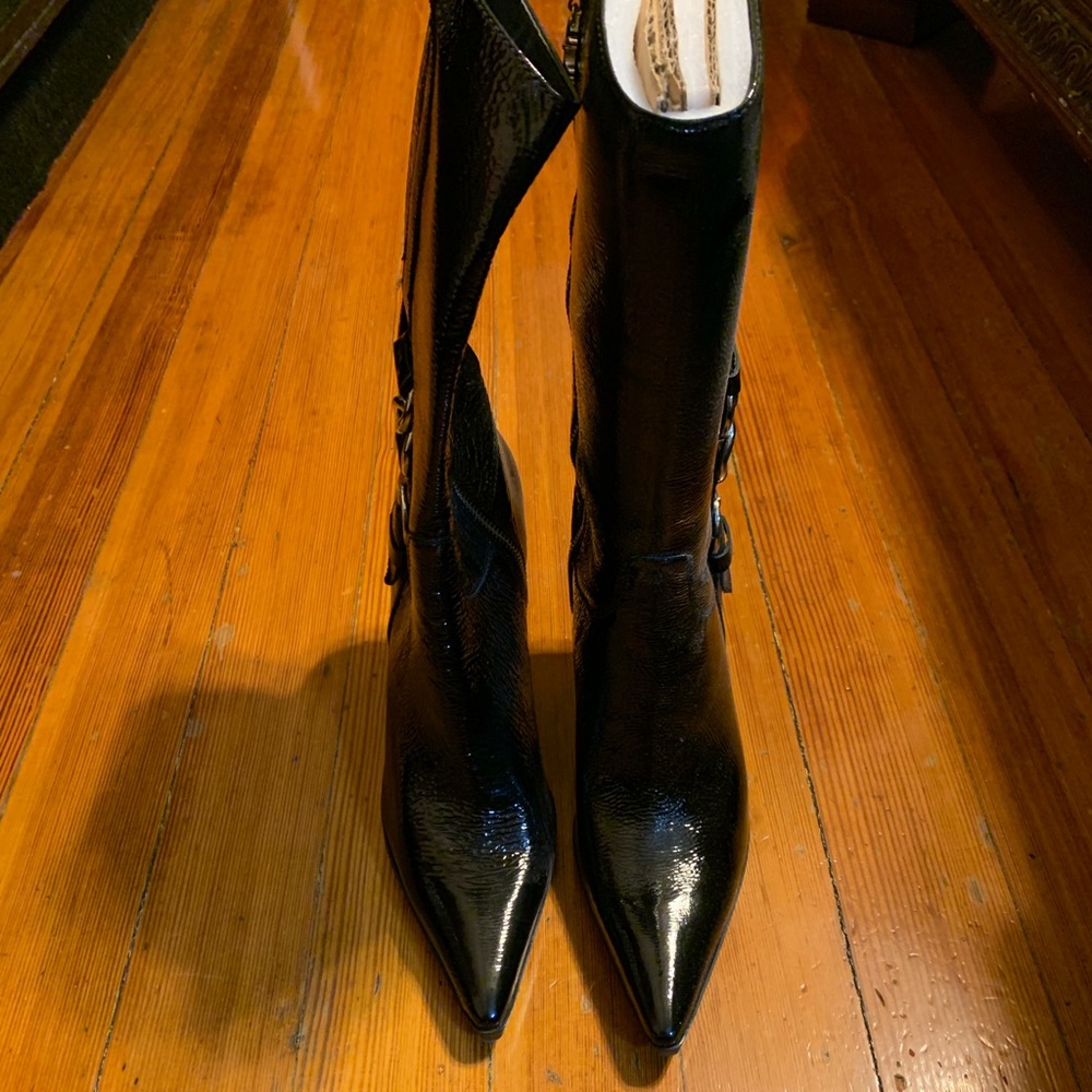 Nine West Weslyn Black patent leather tall boots